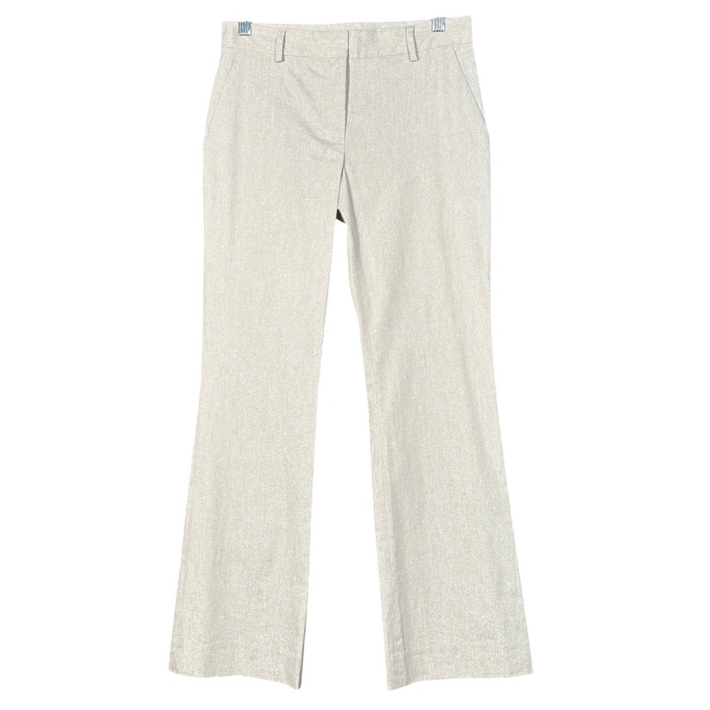 L'Autre Chose Metallic Silver Shimmer Flare Pants Womens US 4 IT 40